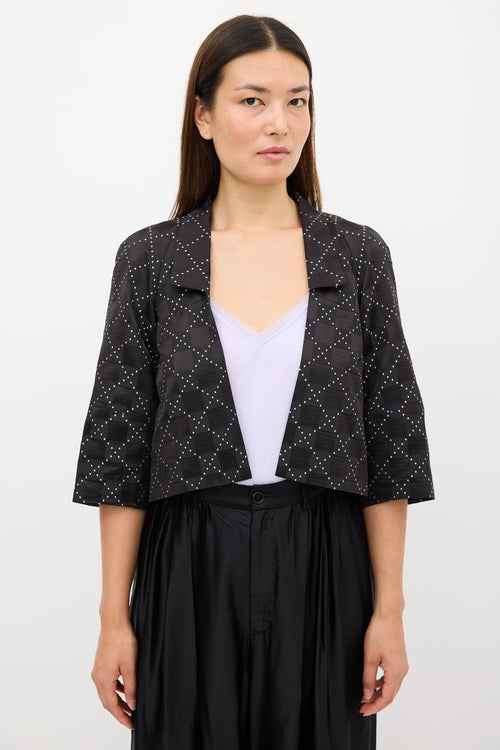 Dries Van Noten Black 
White Geometric Open Blazer