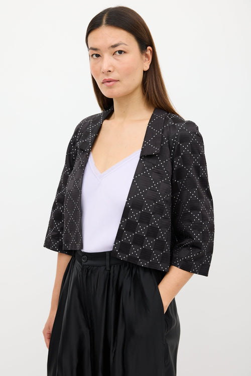 Dries Van Noten Black 
White Geometric Open Blazer