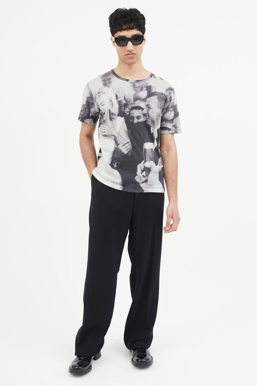 Dries Van Noten Black 
White Marilyn Monroe Print T-Shirt