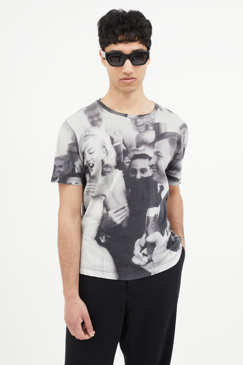 Dries Van Noten Black 
White Marilyn Monroe Print T-Shirt