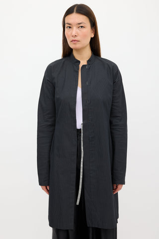 Dries Van Noten Black 
White Woven Long Jacket