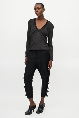 Dries Van Noten Black Wool Buckle Cropped Trouser