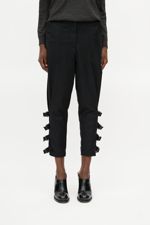 Dries Van Noten Black Wool Buckle Cropped Trouser