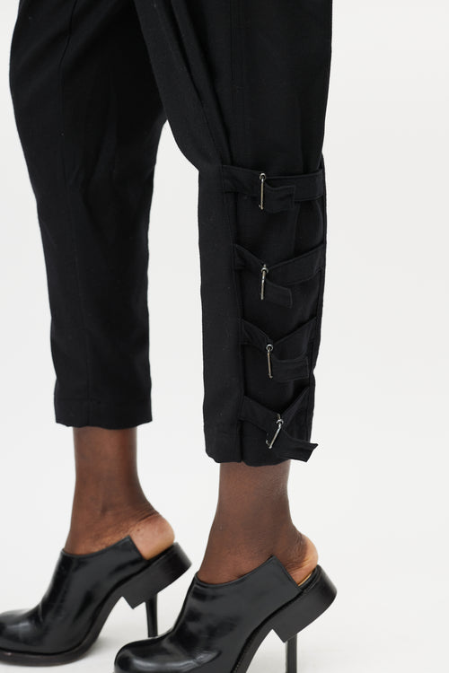 Dries Van Noten Black Wool Buckle Cropped Trouser