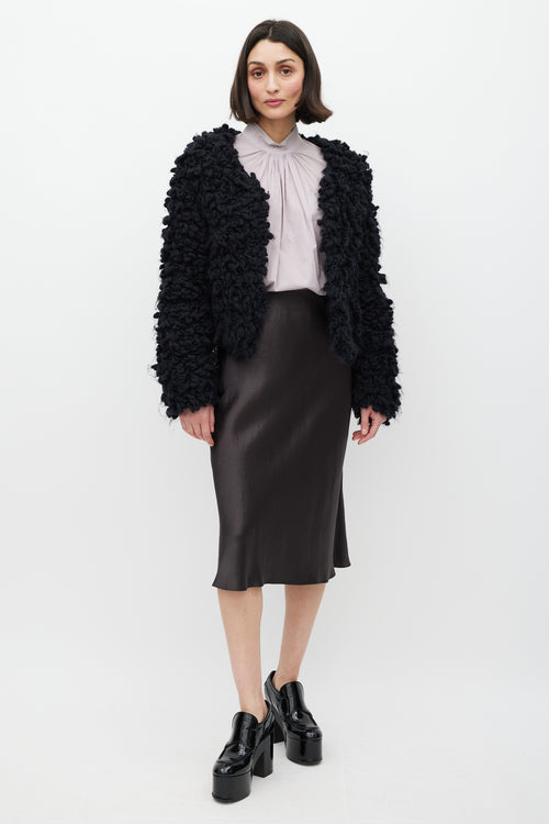 Dries Van Noten Black Wool Crocheted Cardigan