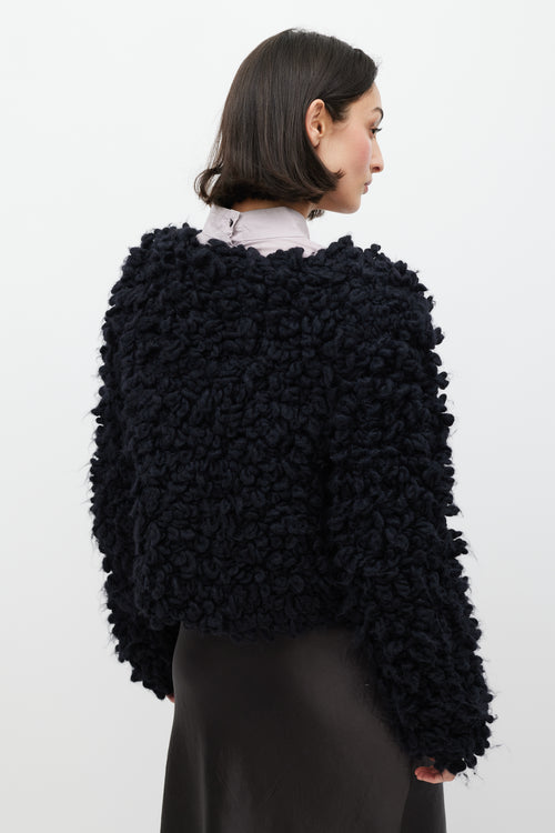 Dries Van Noten Black Wool Crocheted Cardigan