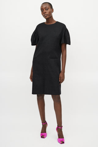 Dries Van Noten Black Wool Jacquard Dress