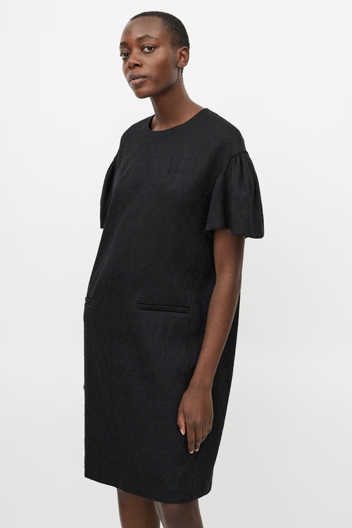 Dries Van Noten Black Wool Jacquard Dress