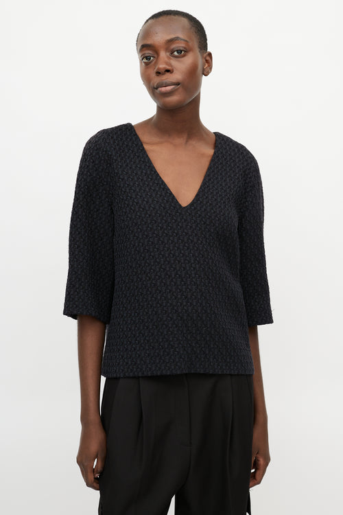 Dries Van Noten Black Wool Jacquard Top