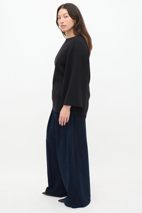 Dries Van Noten Black Wool Knit Slit Sweater