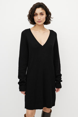 Dries Van Noten Black Wool Knit Sweater Dress