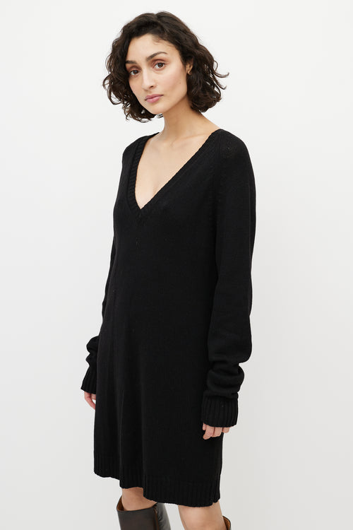 Dries Van Noten Black Wool Knit Sweater Dress