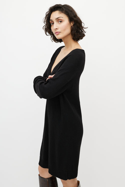 Dries Van Noten Black Wool Knit Sweater Dress