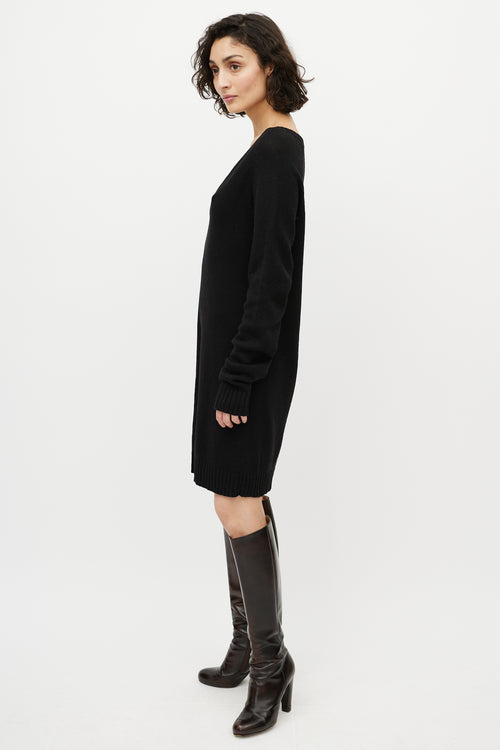 Dries Van Noten Black Wool Knit Sweater Dress