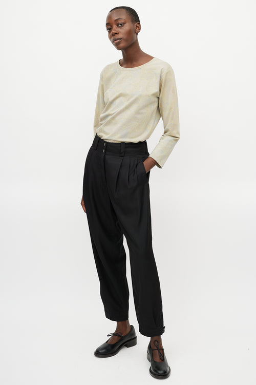 Dries Van Noten Black Wool Pleated Trouser