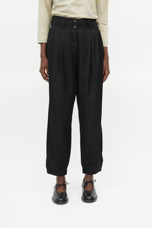 Dries Van Noten Black Wool Pleated Trouser