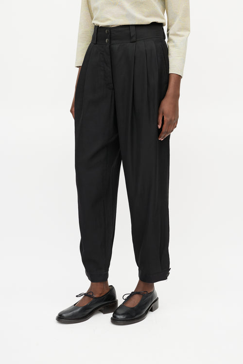 Dries Van Noten Black Wool Pleated Trouser