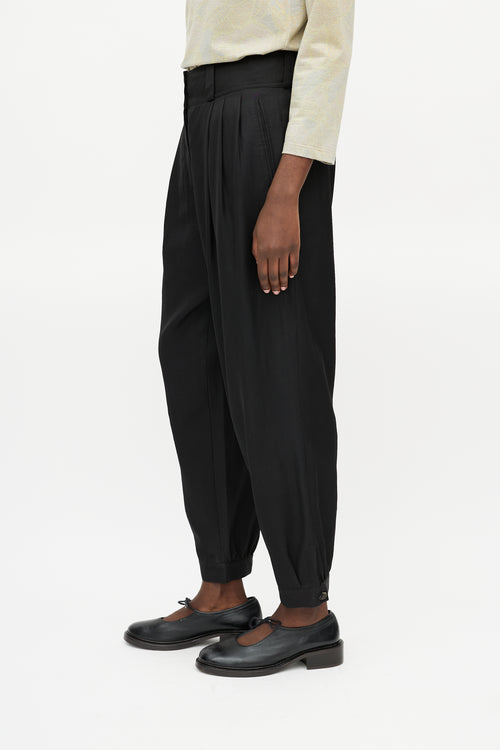 Dries Van Noten Black Wool Pleated Trouser