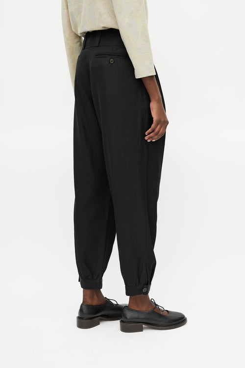 Dries Van Noten Black Wool Pleated Trouser