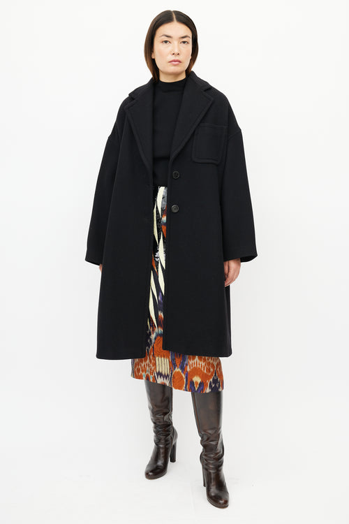 Dries Van Noten Black Wool Quilted Coat