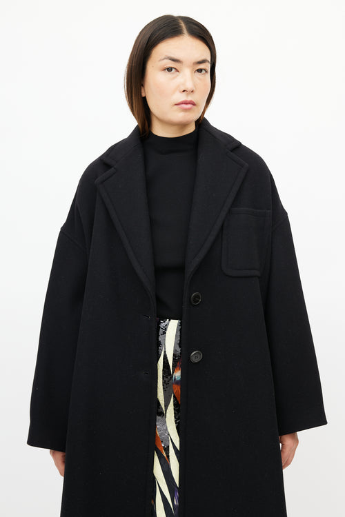 Dries Van Noten Black Wool Quilted Coat