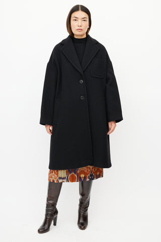 Dries Van Noten Black Wool Quilted Coat