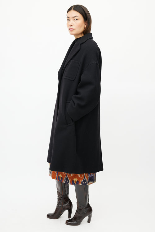 Dries Van Noten Black Wool Quilted Coat