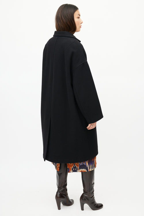 Dries Van Noten Black Wool Quilted Coat