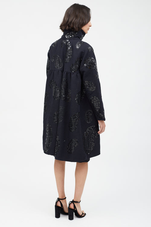 Dries Van Noten Black Wool 
Sequin Paisley Coat