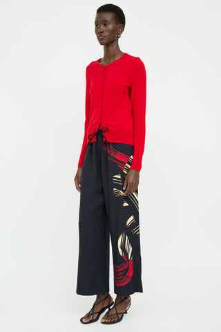 Dries Van Noten Black Graphic Drawstring Pant