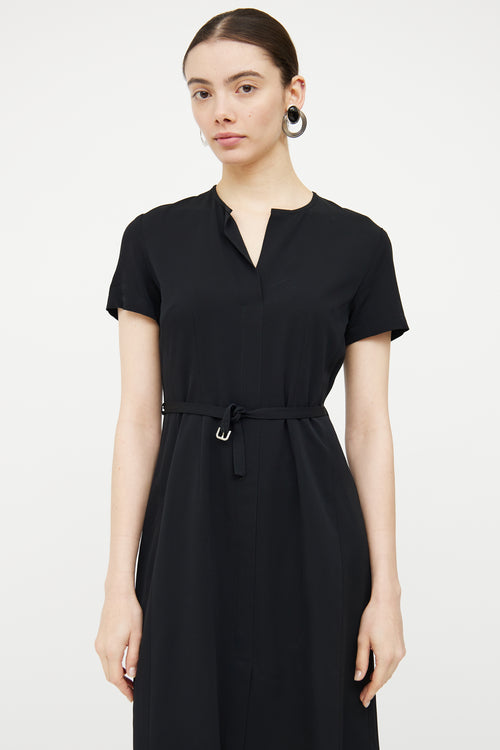 Dries Van Noten Black V-Neck Belted Dress