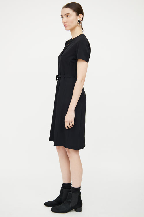 Dries Van Noten Black V-Neck Belted Dress