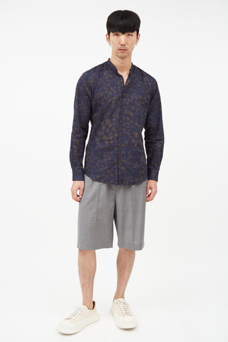 Dries Van Noten Blue 
Brown Print Shirt