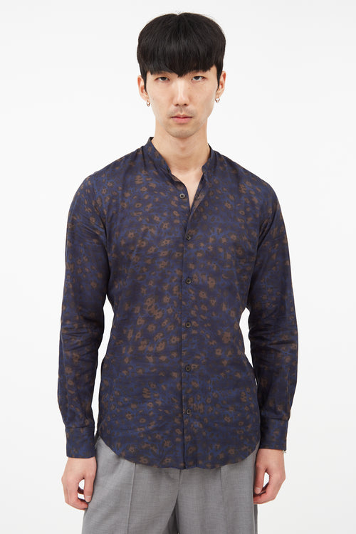 Dries Van Noten Blue 
Brown Print Shirt