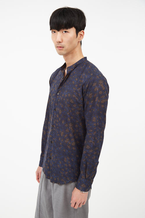 Dries Van Noten Blue 
Brown Print Shirt