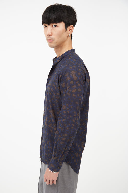 Dries Van Noten Blue 
Brown Print Shirt