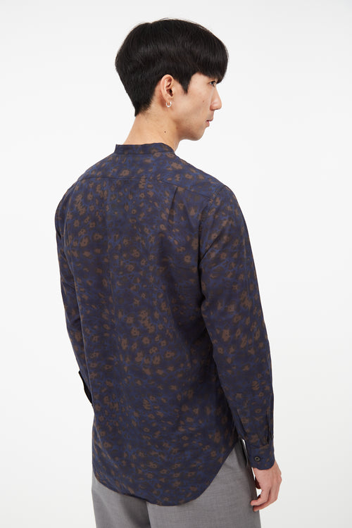 Dries Van Noten Blue 
Brown Print Shirt