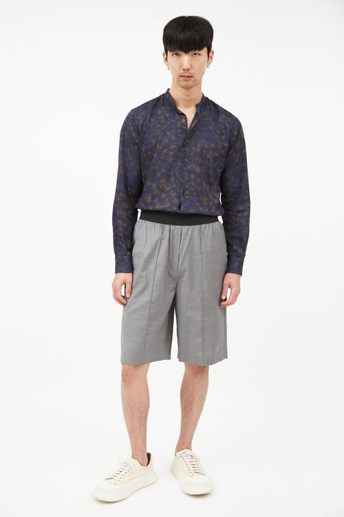 Dries Van Noten Blue 
Brown Print Shirt