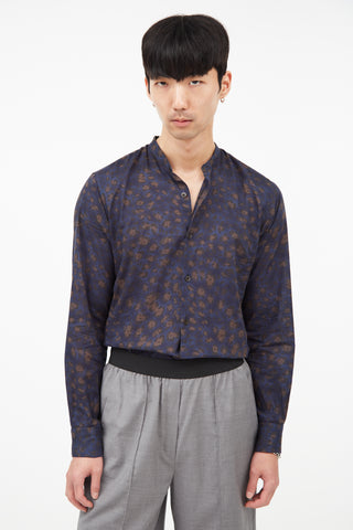 Dries Van Noten Blue 
Brown Print Shirt