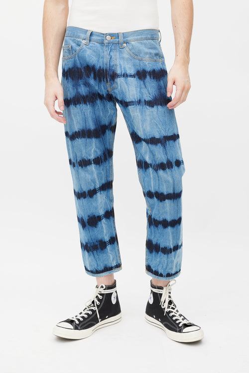 Dries Van Noten Blue Cotton Dyed Denim Pant