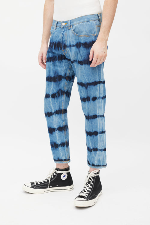 Dries Van Noten Blue Cotton Dyed Denim Pant