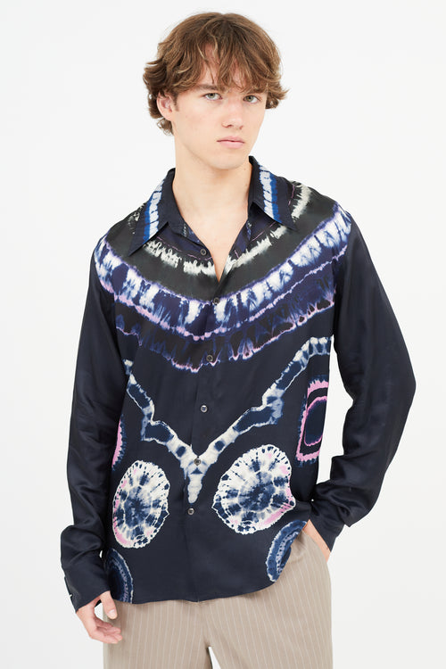 Dries Van Noten Navy Tie Dye Shirt