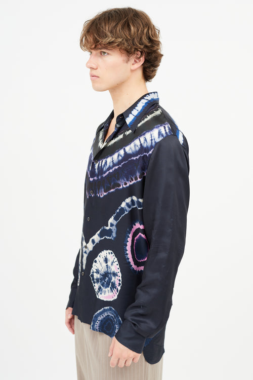 Dries Van Noten Navy Tie Dye Shirt