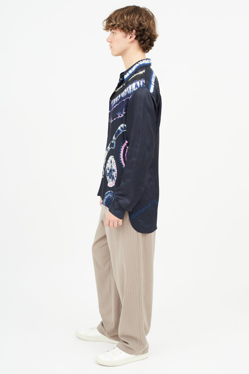 Dries Van Noten Navy Tie Dye Shirt