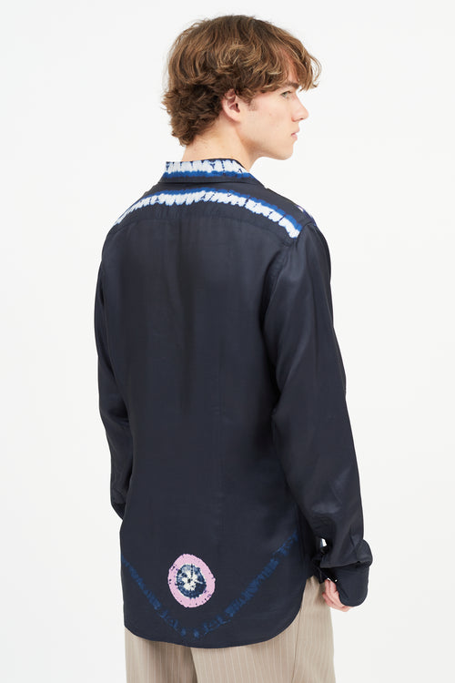 Dries Van Noten Navy Tie Dye Shirt