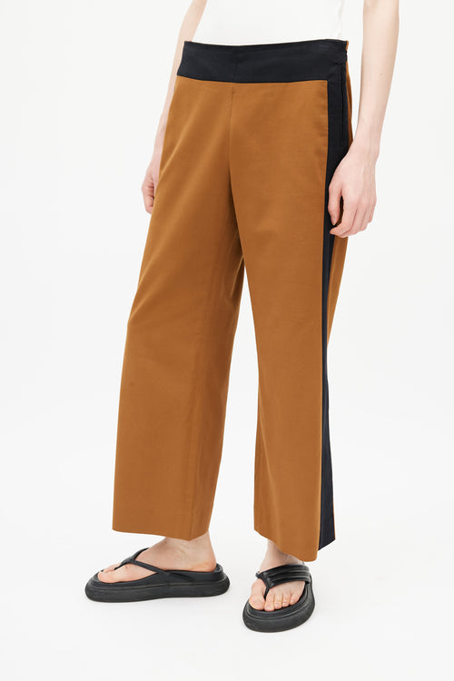 Dries Van Noten Brown 
Black Wide Leg Trouser