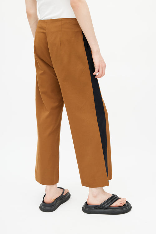 Dries Van Noten Brown 
Black Wide Leg Trouser