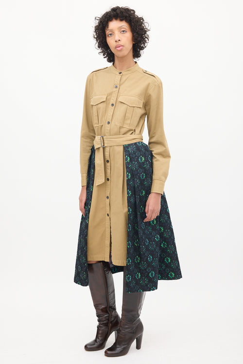 Dries Van Noten Brown 
Multicolour Jacquard Overlay Shirt Dress