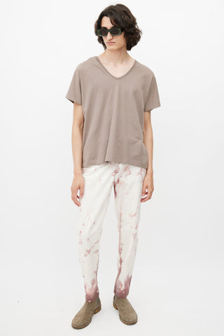 Dries Van Noten Brown V-Neck T-Shirt