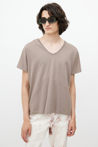 Dries Van Noten Brown V-Neck T-Shirt